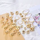 Barlaycs Fashion Minimalist Designer Gold Plated Hoop Earrings for Women Jewelry