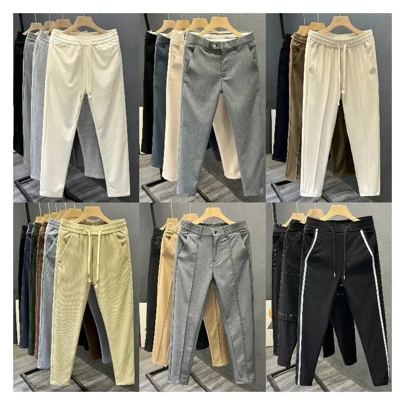 Batch of high quality baggy beige zipper men's straight leg casual baggy twill cargo pants