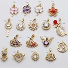 Gold Plated Brass 18k Gold Plated Micro Zircon Paved Brass Copper Gold Jewelry Charms 18k