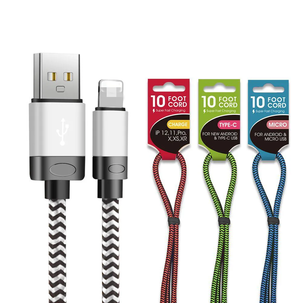 For Iphone Cable 5 Pack 3 Pack 3ft 6ft 10ft Nylon Braided Cord Fast Charging  Usb Type C Cable For Iphone Charger Cable 1m 2m 3m - Buy For Iphone Cable,For  Iphone