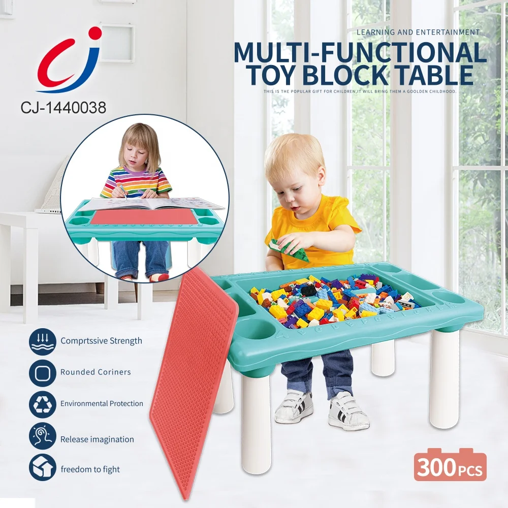 300 pcs funny bricks table toy multifunction plastic desk early educational plastic building block table for kids
