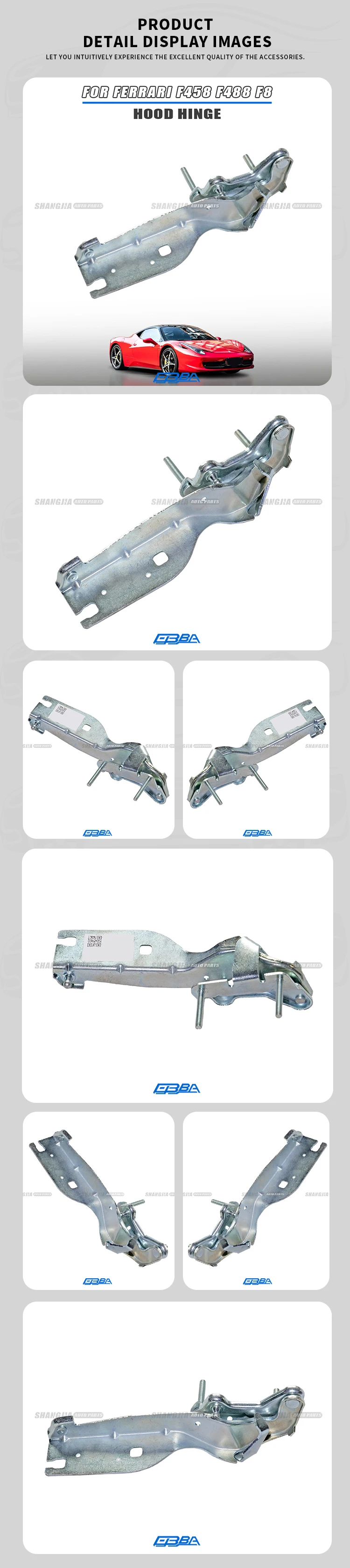 Auto Parts Metal Material Hood Hinge For Ferrari F458 F488 F8 Italia Spider GTB Pista 2010-2025 Bonnet Hinge 83033600 83033500 manufacture
