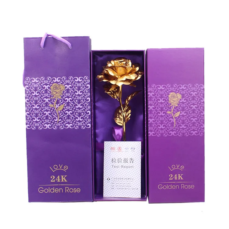 H142  Creative Valentine's Day Love Base Girlfriend Gift Roses Eternal  Foil Plated Artificial Flower 24K Gold Rose