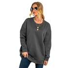 Plain Colors Wholesale In Stock Fleece-lined Pocket Hoodies Ladies Sweatshirt