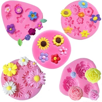 AK Flower Silicone Mold Fondant Cake Decorating Mold Gum Paste Leaf 3D Silicone Mould for Wedding Cake DIY Clay Molds