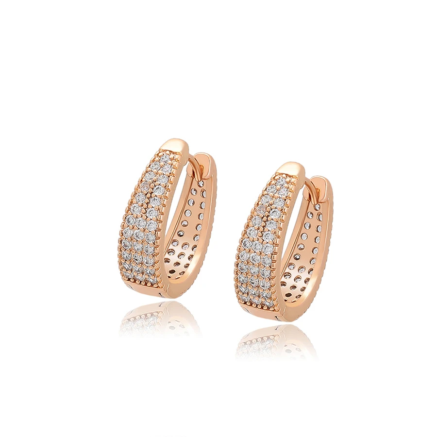 A00901493 Xuping Free sample American style copper jewelry woman party 18K gold color Artificial zircon Huggie earring