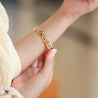 Bangle Girls Charm Friendship Jewelry Women Fashion Gold Geometry Shiny Channel Stainless Bangle Bracelet