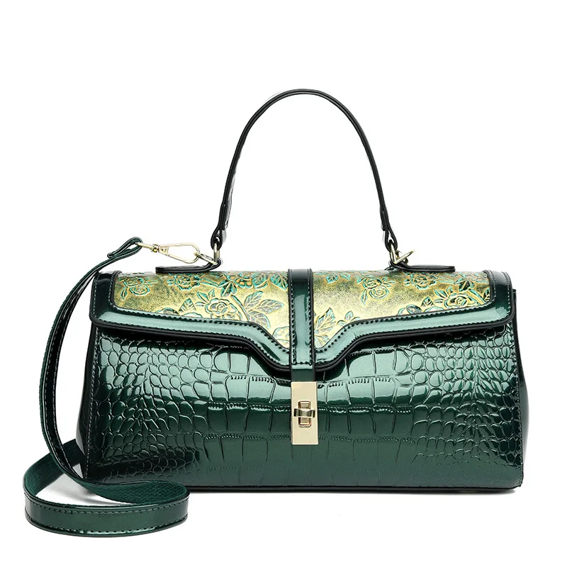 High Quality Office Lady Handbag Purses Luxury PU Leather Crocodile Bag Alligator Pattern Large Messenger Bag