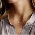 Pendant YIWU Initial Pendant Letter Necklace Stainless Steel Mini Coin Charm Dainty Chokers For Women Jewelry