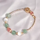 Bracelet 2021 New Red And Green Strawberry Crystal Cat's Eye Stone Lady Bracelet