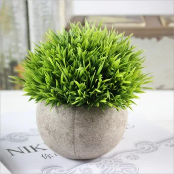 Amazon Indoor Artificial Home Decor Flower Green Plant Potted Plastic Grass For Indoor For Home Desk Indoor Office Decoration