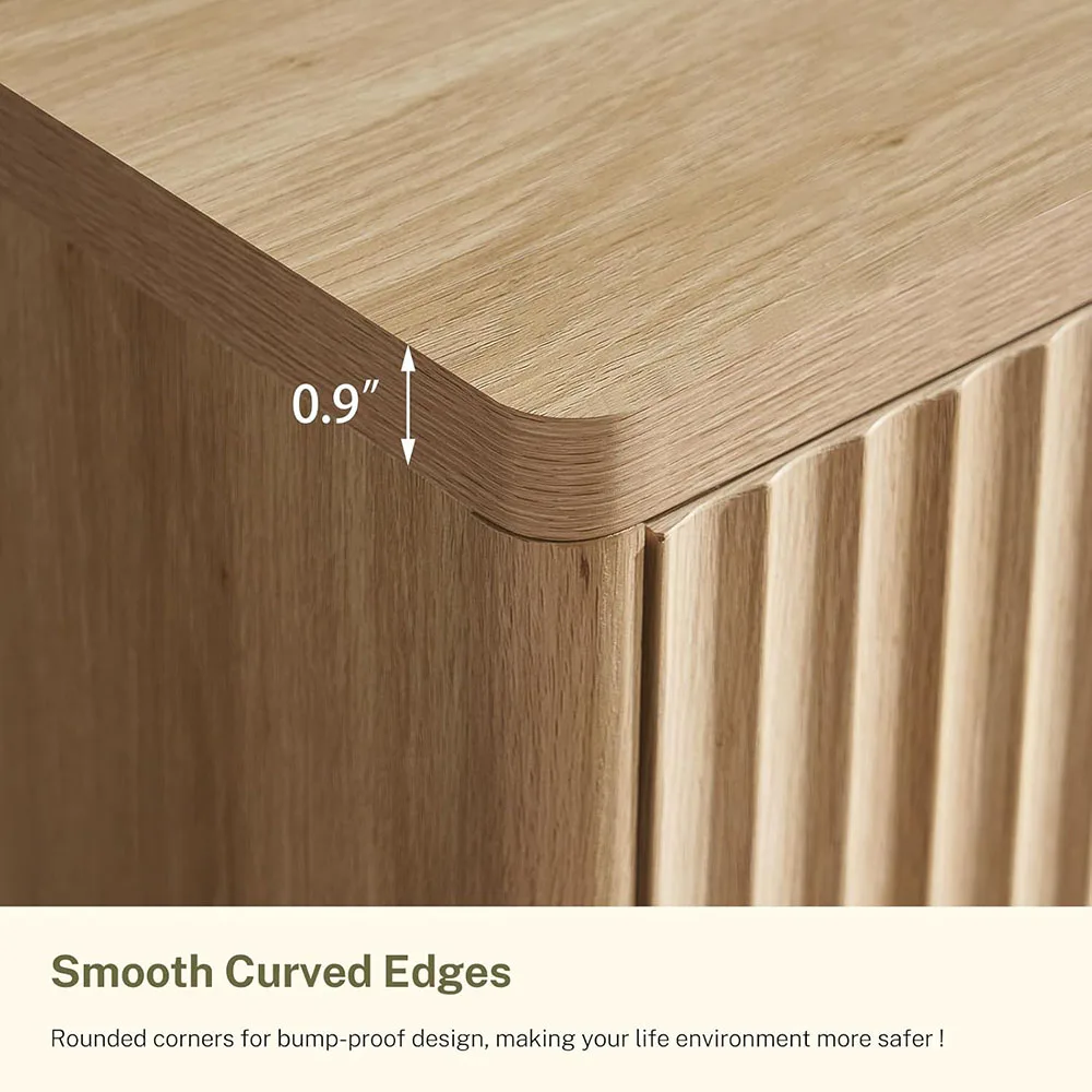 product modern 6 drawer wide fluted chest of drawers metal handles curved profile design wood material for bedroom living room storage-5