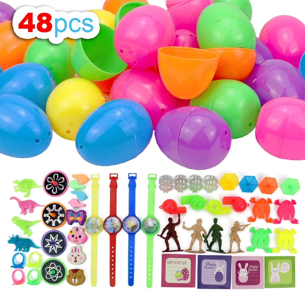 Easter Party Reward Small Toys DIY Easter Eggs Eggshell Toys Plastic Open Eggshell Party Toys for Kids