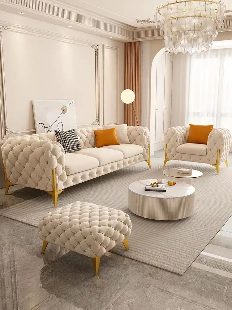Nordic Light Luxury Two-Person Sofa Atmospheric Fabric Modern Design for Villa Apartment Living Rooms furniture sofa