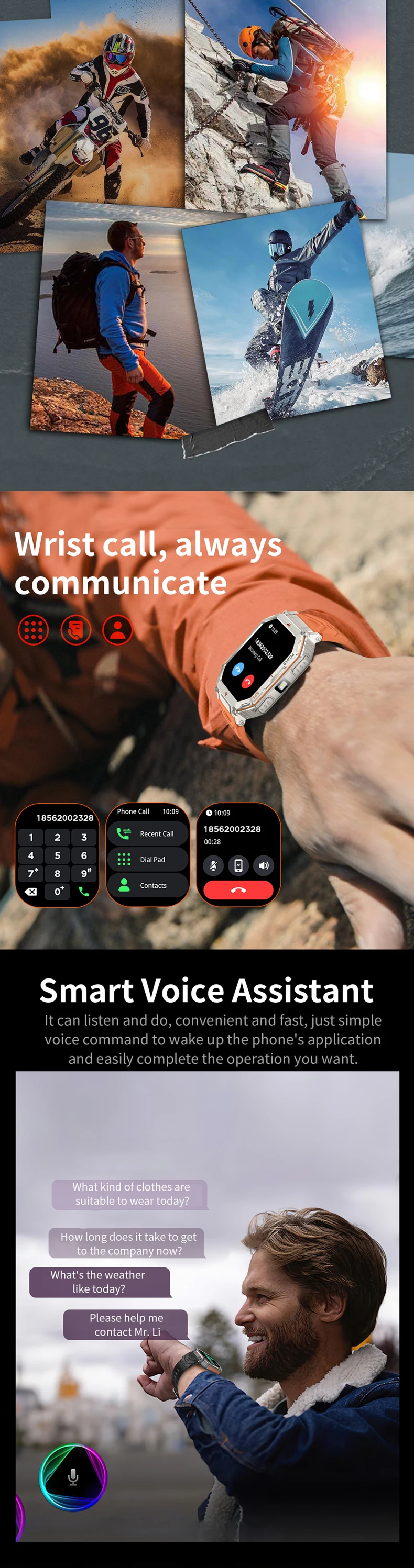 product outdoor kr92 smart watch 2025 new with gps altitude pressure compass flashlight ai dial gpt 1atm waterproof sports watches reloj-5