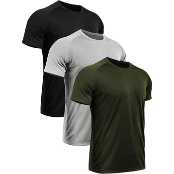 Custom Printing Men's Dry Fit Sport Running Tshirt Athletic Mesh Black T Shirts