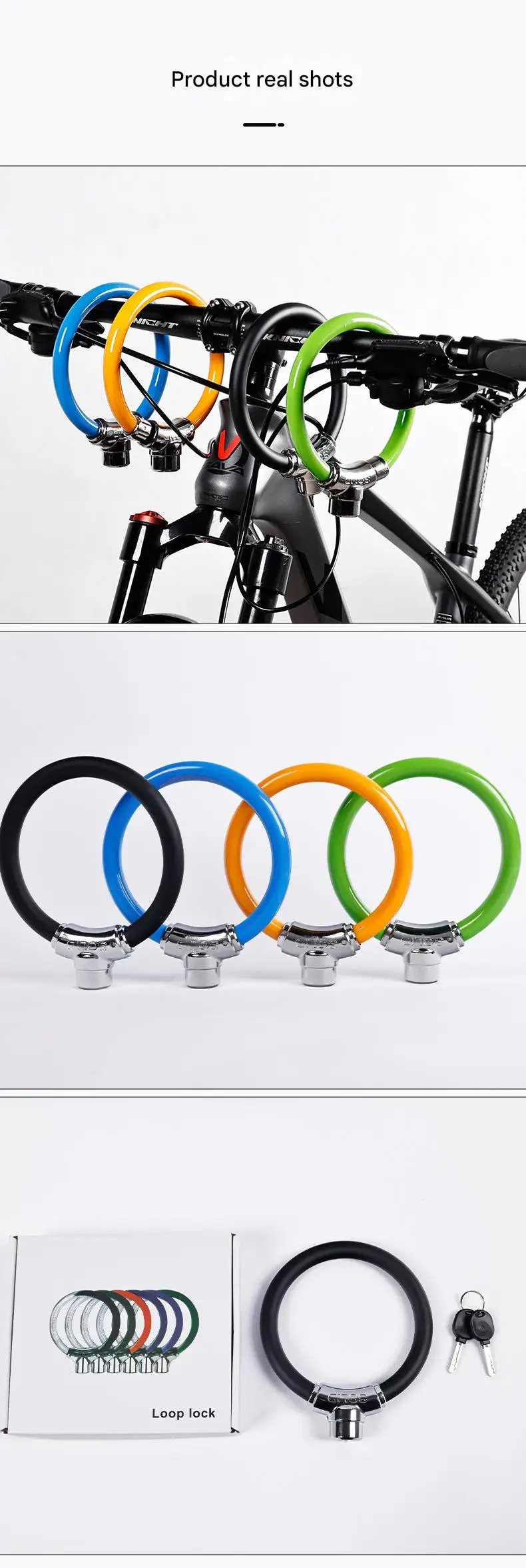 Portable Blue Steel Cable Alloy Lock Ring Bold Anti-Theft Security Motorbike Lock for Mountain Bikes