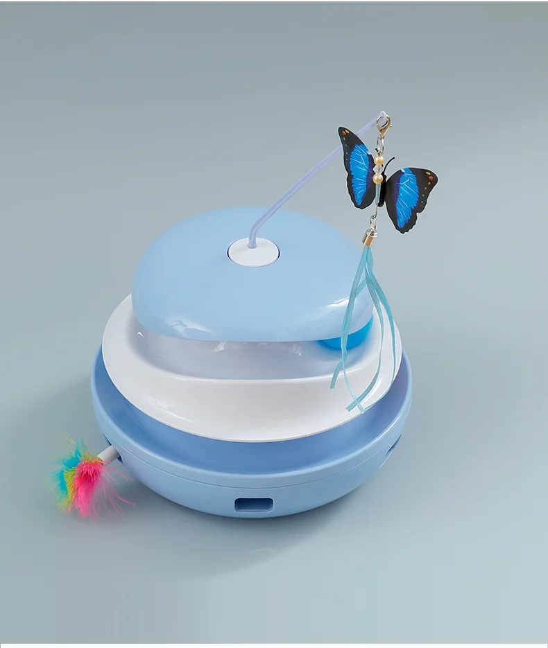 Smart Electric Cat Turntable Toy with Butterfly Teaser Stick Relieve Boredom Anxiety Interactive Play Toy for Cats Pet Products details