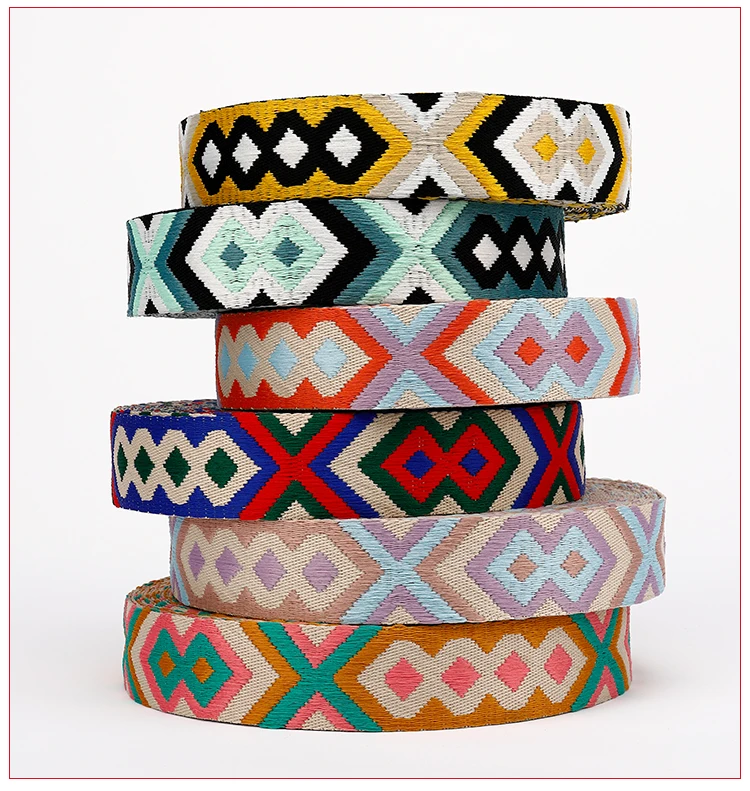 New spot ethnic polyester jacquard webbing clothing bags accessories ribbon shoulder strap national wind shoulder strap webbing