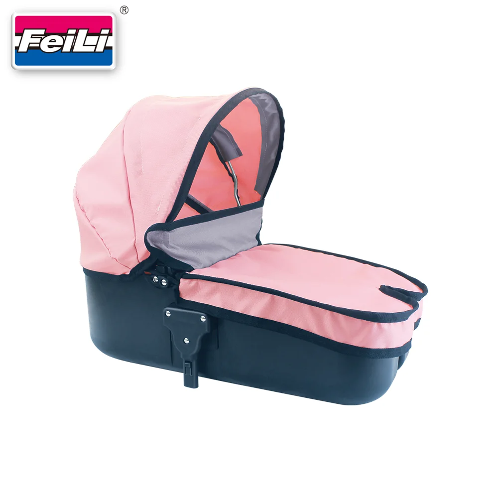 Fei Li New Arrivals 2021 2 in 1 doll pram with carry cot and shoulder bag & adjustable handle bar for kids playing pram toys