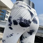 Fashion Women Yoga Leggings High Waist Elastic Sexy Fitness Women Textured Leggings Tie Dye Yoga Pants Yoga Leggings