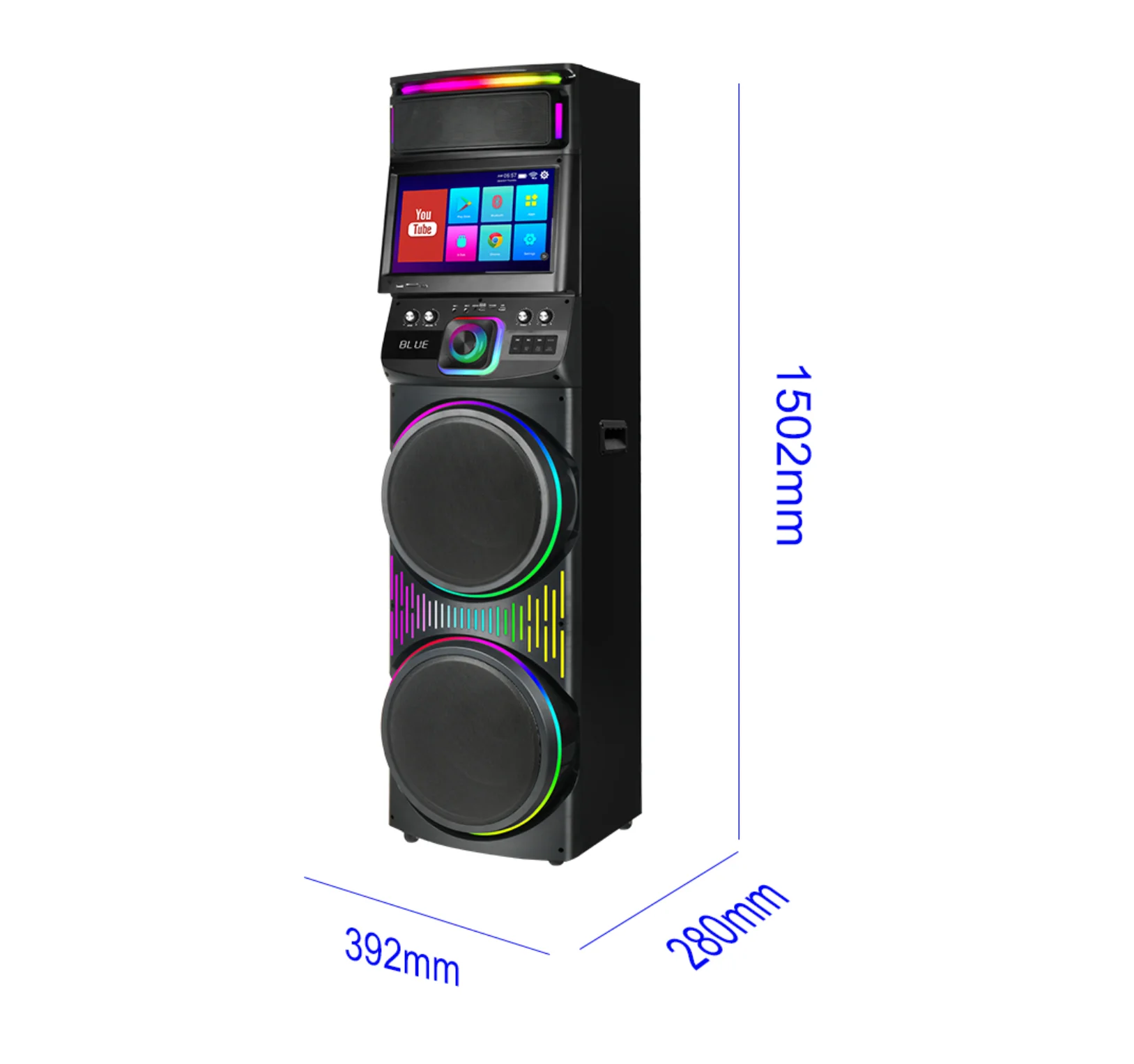 Latest GD-1417 1200W Partybox Speaker with Touch Screen Wifi Connection 15.4'' Screen TV Party Speaker with MIC Karaoke Speaker
