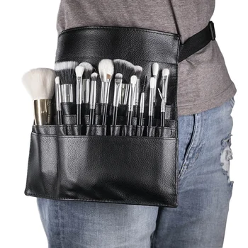 PU Leather Make Up Brush Bag With Belt Cosmetic Brushes Kit Organizer Faux Leather Brush Set Waist Bag for Make-up Artist