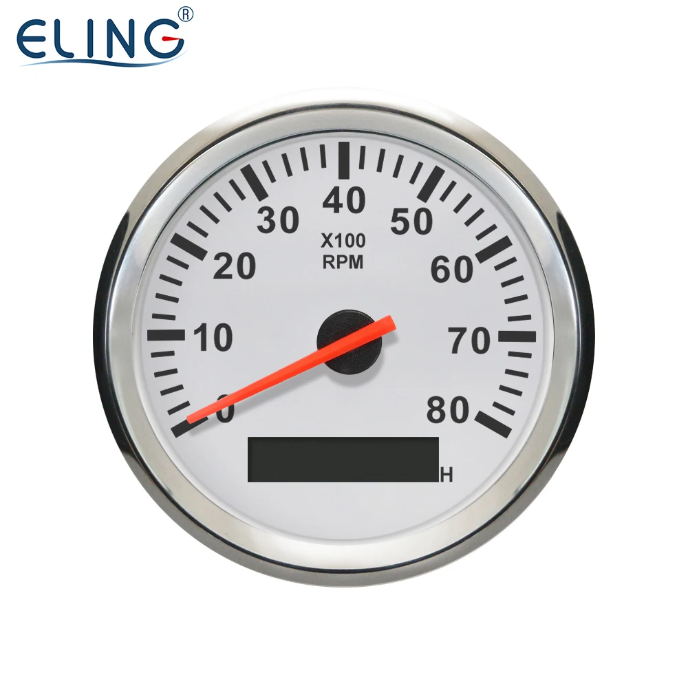 ELING Universal Tachometer RPM REV Counter RPM with Hour Meter 8000RPM 85mm 9-32V with Backlight 