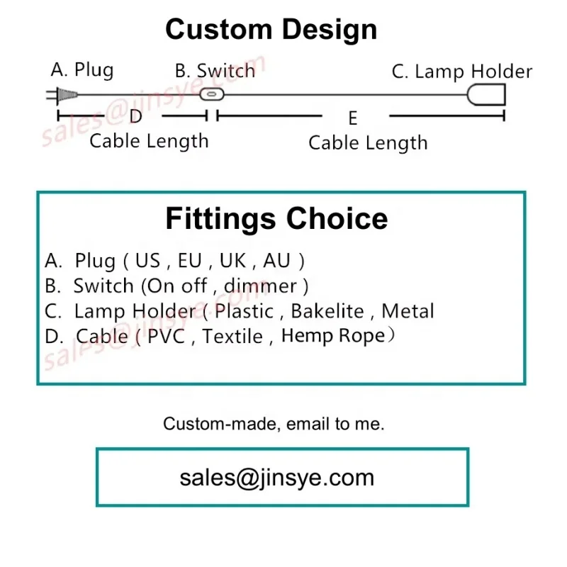 EU E27 black Silicone lamp holder hanging Power cord with 2 meter cable EU Plug