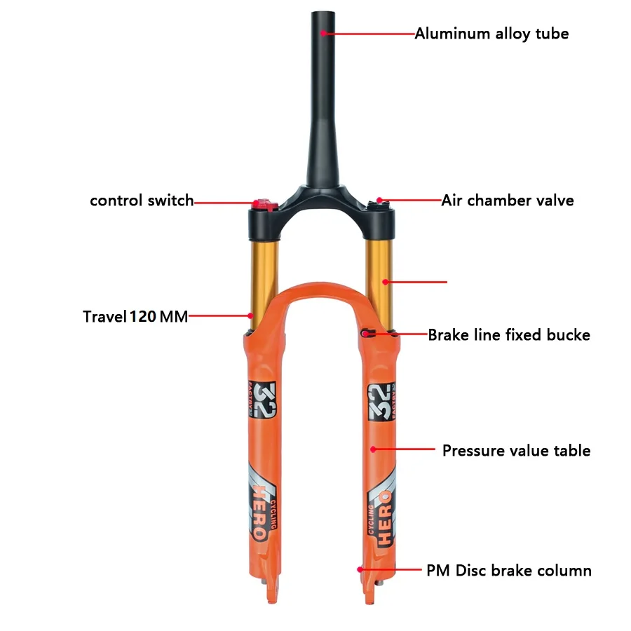 Catazer Mtb Air Suspension Fork Bicycle Plug Stroke 100120mm 1720g
