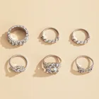6-Piece Water Drop Geometry Women's Set Ring Retro Simple Combination Diamond Ring