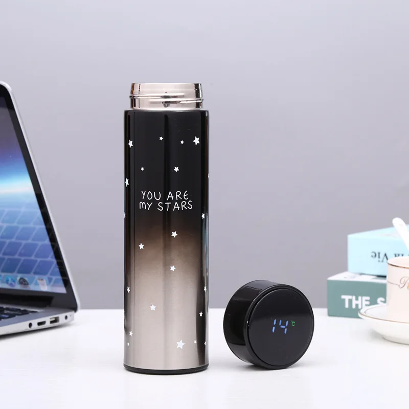 Eco-Friendly Smart Digital Display Water Bottle Modern Design Stainless Steel Vacuum Flask 500ml Capacity