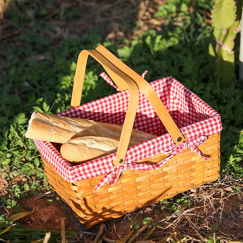 Custom Wicker Foldable Woven gift basket in bulk wicker Picnic Tableware Storage basket