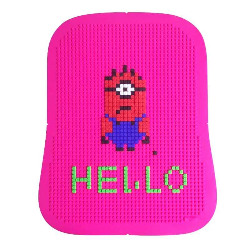 Wellfine Hot Sale Custom Kids Silicone 3D DIY Pixel Silicone Puzzle Pad for Backpack School Bag Pencil Bag Notebook