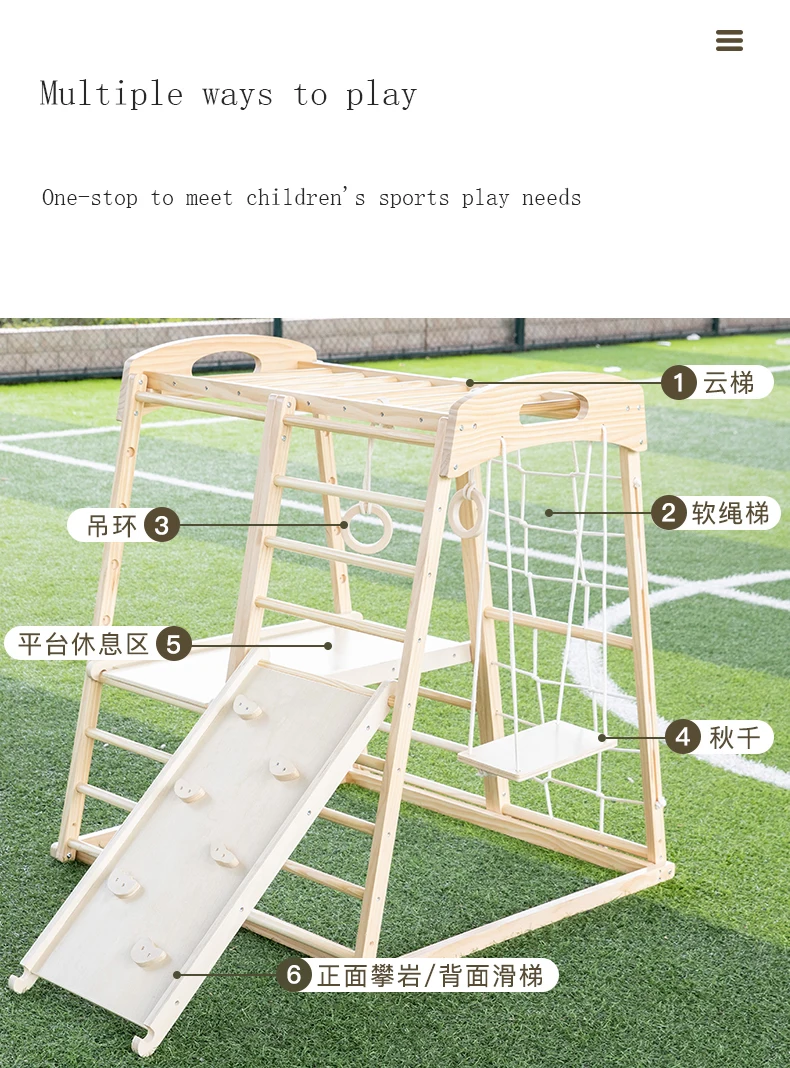 Permainan Luar Ruangan Ukuran Kecil Untuk Anak-Anak Bingkai Panjat Kayu Taman Bermain Indoor Pickler Dreieck Pabrik Peralatan Bermain