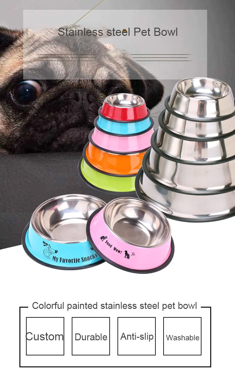 Stainless Steel Durable Custom Printing Dog Bowl Large Size Pet Bowl for Big Dog Food Grade 30cm Cheap Dog Bowl manufacture