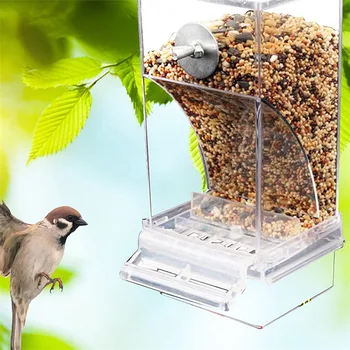 Bird Feeders Automatic Parrot Feeder Drinker Acrylic Seed Food Container Cage Accessories for Small and Medium Parakeets Plastic