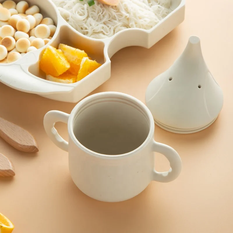 Custom BPA Free Food Grade Silicone Tableware Kid Other Plate Dish Snacks Cup Straw Bibs with Bowl Suction Feature supplier