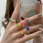 Bear Rings Hot Selling Summer INS Cute Resin Bear Rings Simple Resin Heart Rings Jewelry Women 2021