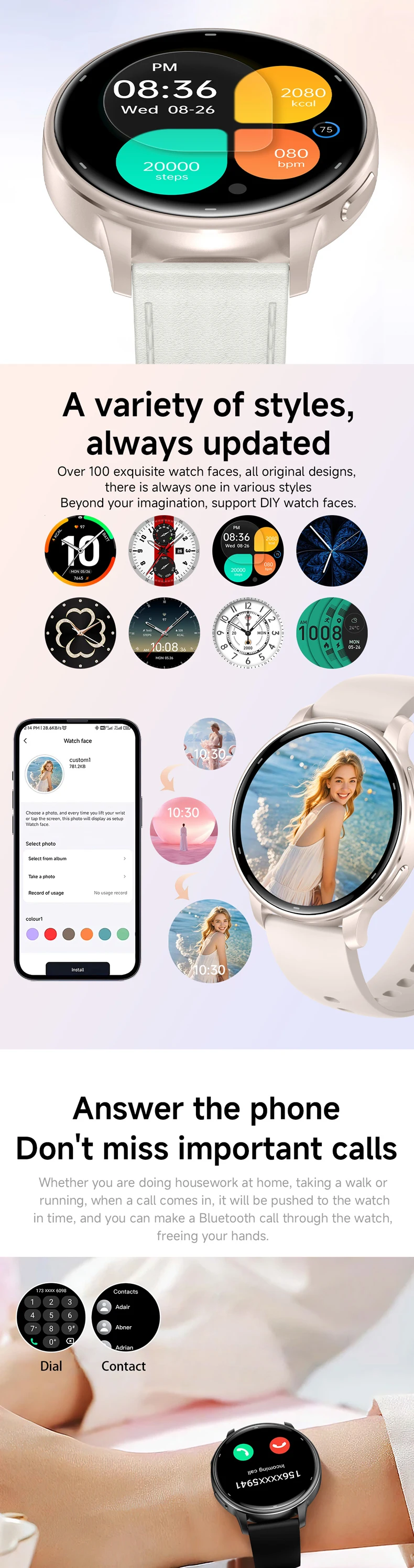 product km96 smart watch for women 132 amoled screen gps tracking 3atm waterproof 450mah battery dual straps fitness tracker-1