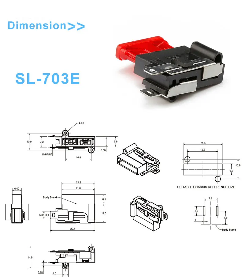 PA66 Brass Terminal Standard Blade Fuse Holder with PCB Mounting for Automotive Applications