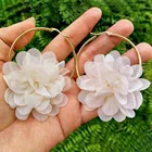 Earrings 5cm Gold Hoop Earrings Women White Flower Hoop Earrings Jewelry