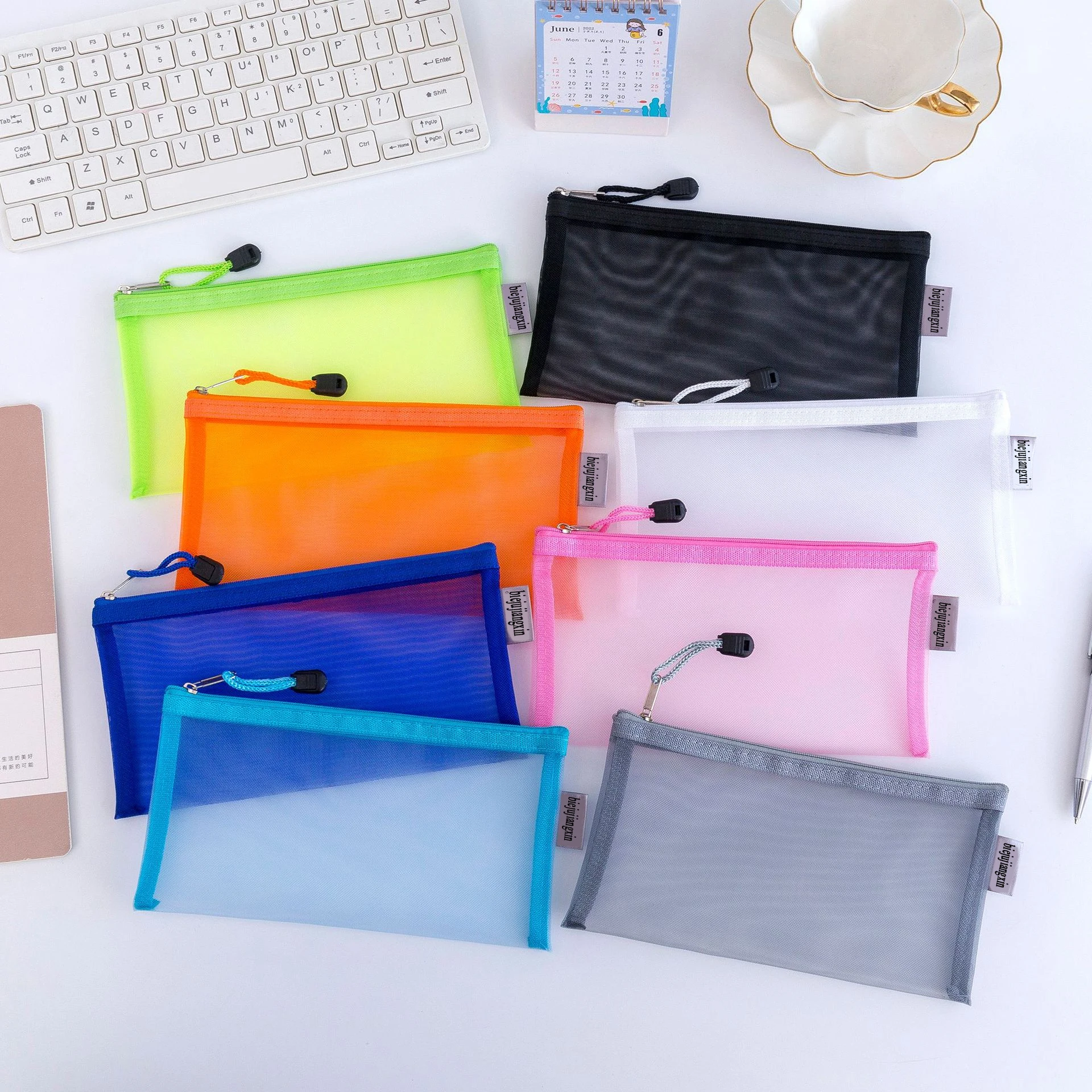 fashion office supplies stationery wholesale file bag nylon mesh beauty zipper pouch documents storage bags