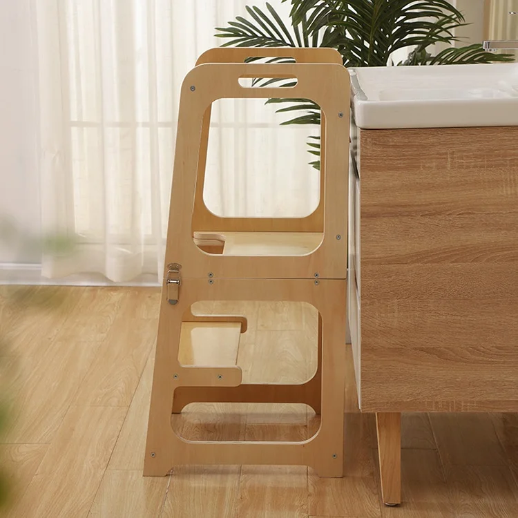 Montessori Learning Tower For Toddler Kids Adjustable Height Kitchen