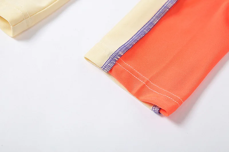 Rs1227 Sporty Athleisure Crop Top And Pants Two Piece Sets Patchwork