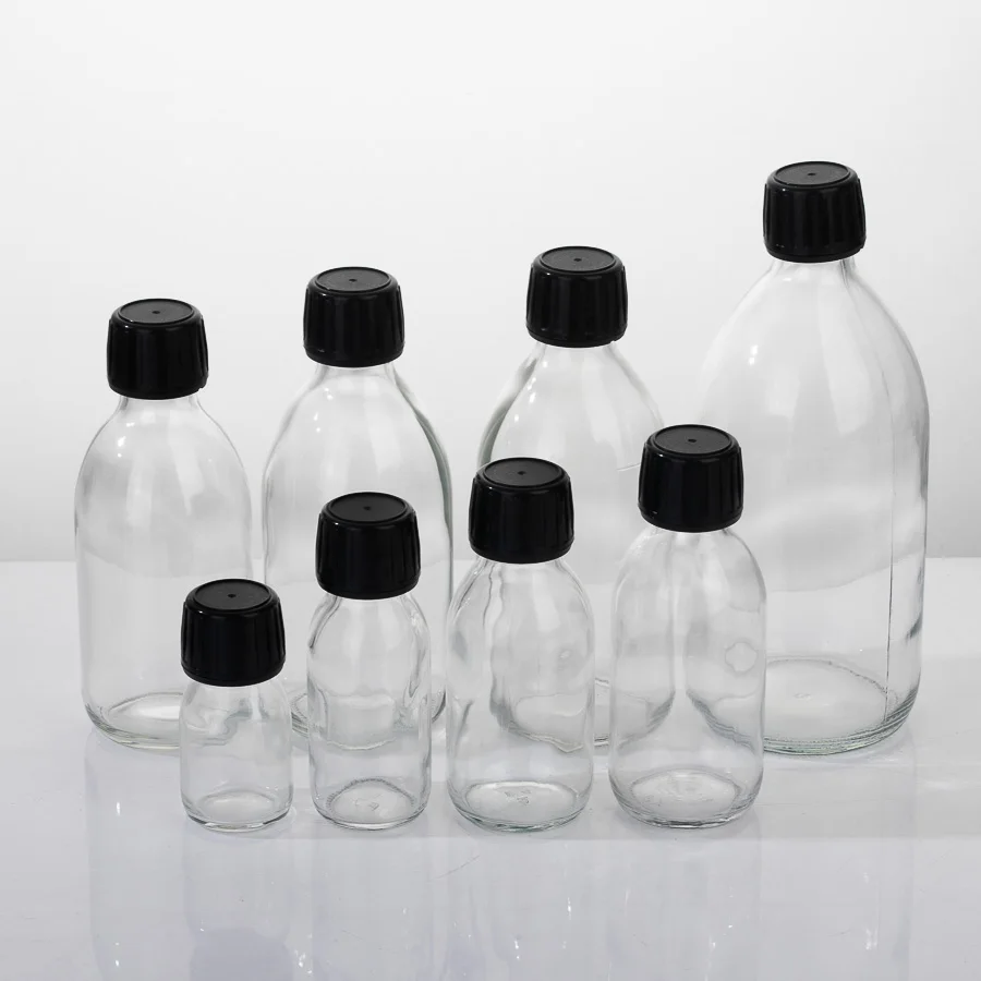 DIN 28 Maple Syrup Bottle 30ml 60ml 100ml 125ml 150ml 200ml 250ml Clear Syrup Glass Bottles For Juice Coffee