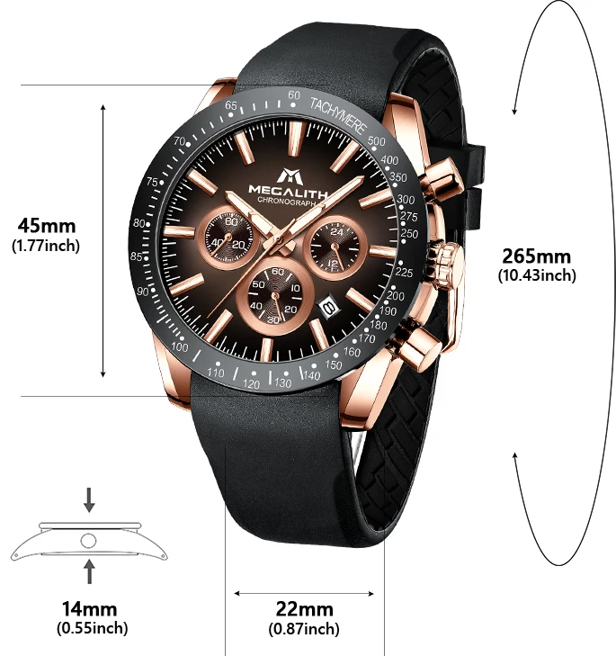 MEGALITH 8270 Classical Steel Wristwatch Luminous Luxury Quartz Men Watch