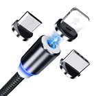 3 PIN 360 Degree Rotation Fast Charging Micro Type C Data Magnetic 3 In 1 USB Charging Cable