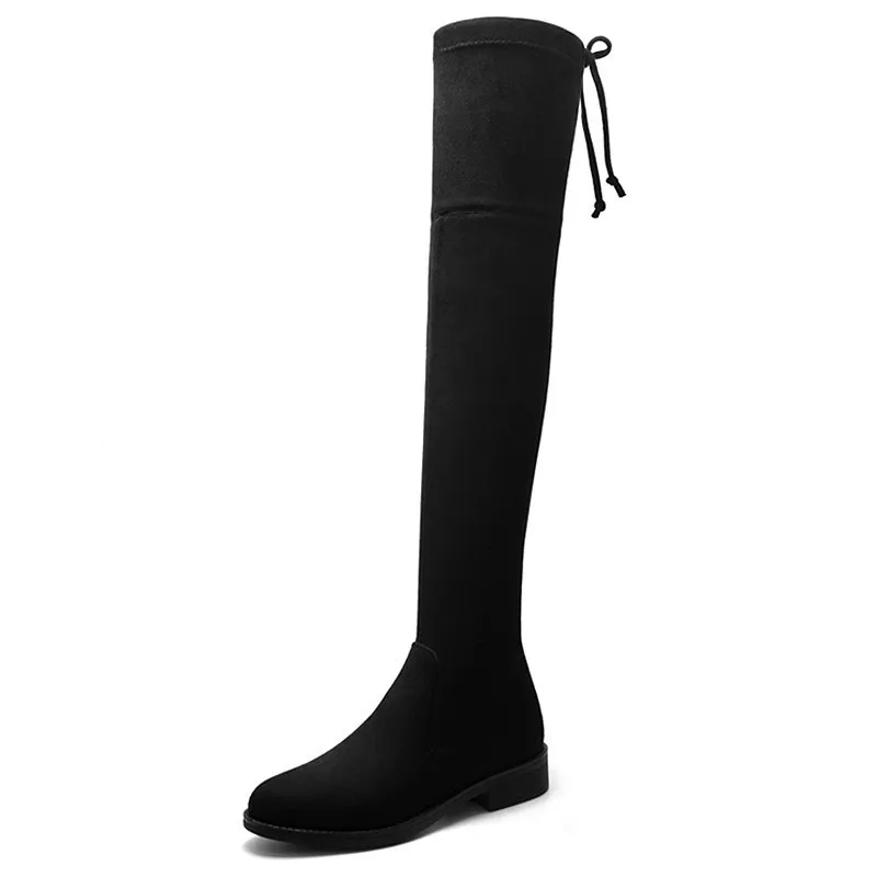 faux suede knee high boots flat