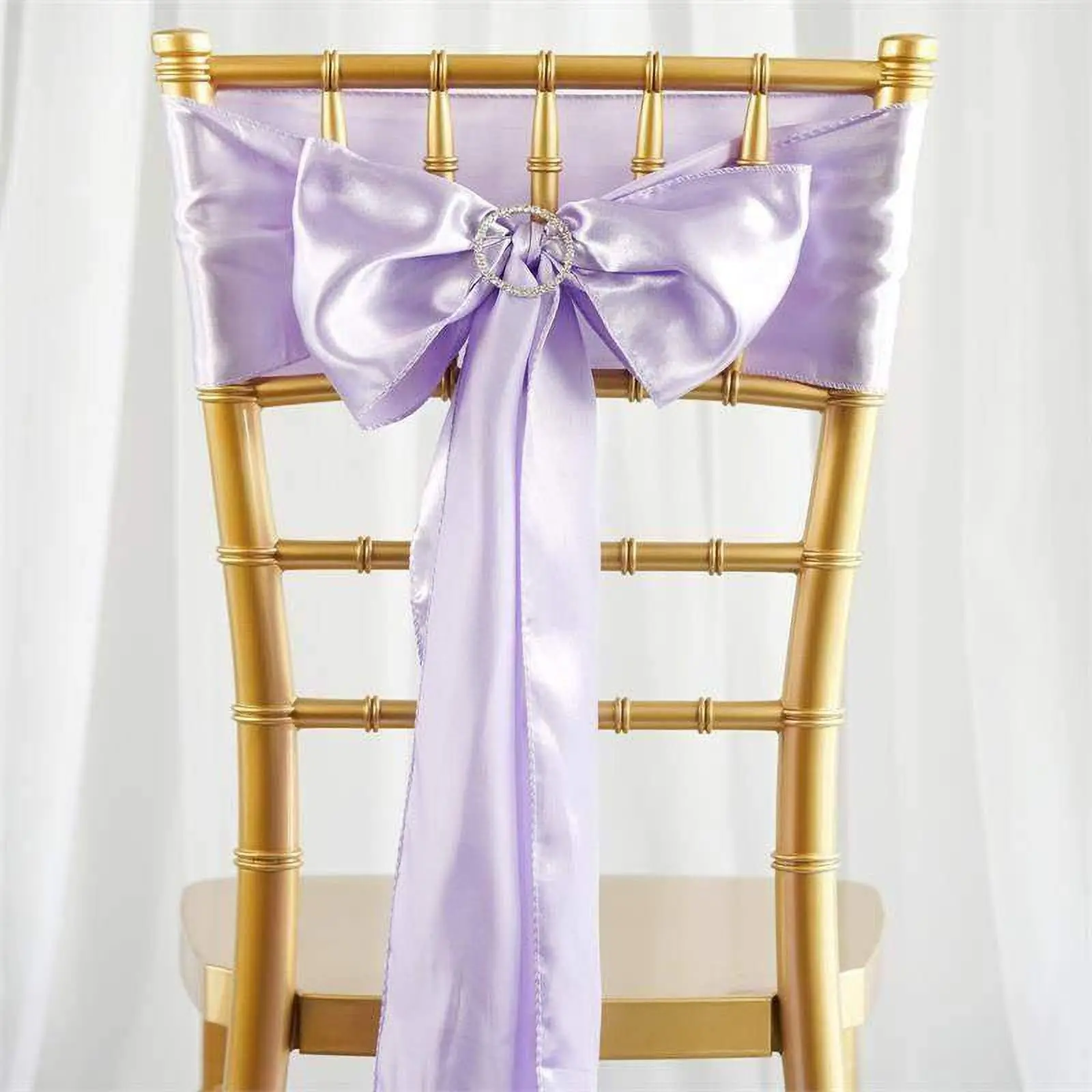 Factory Party and Wedding Decoration Satin Fabric Bowknot Pink Chair Sash